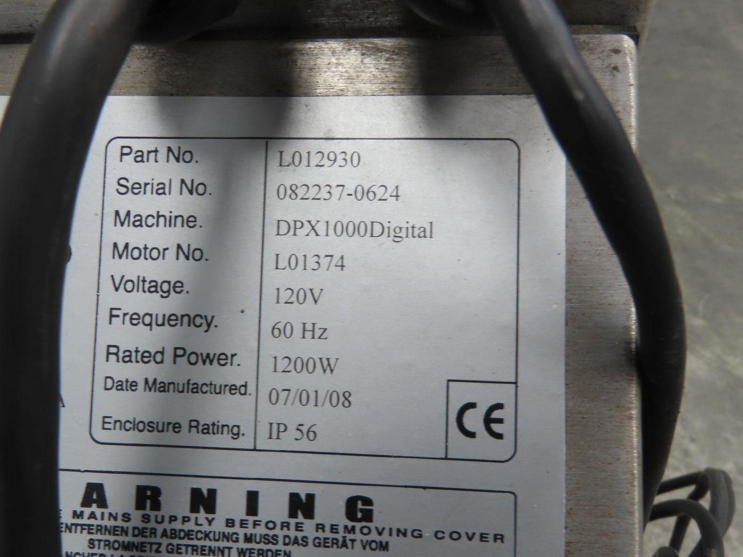 Domino DPX 1000 Digital Laser Fume Extractor System Stainless Unit L012930