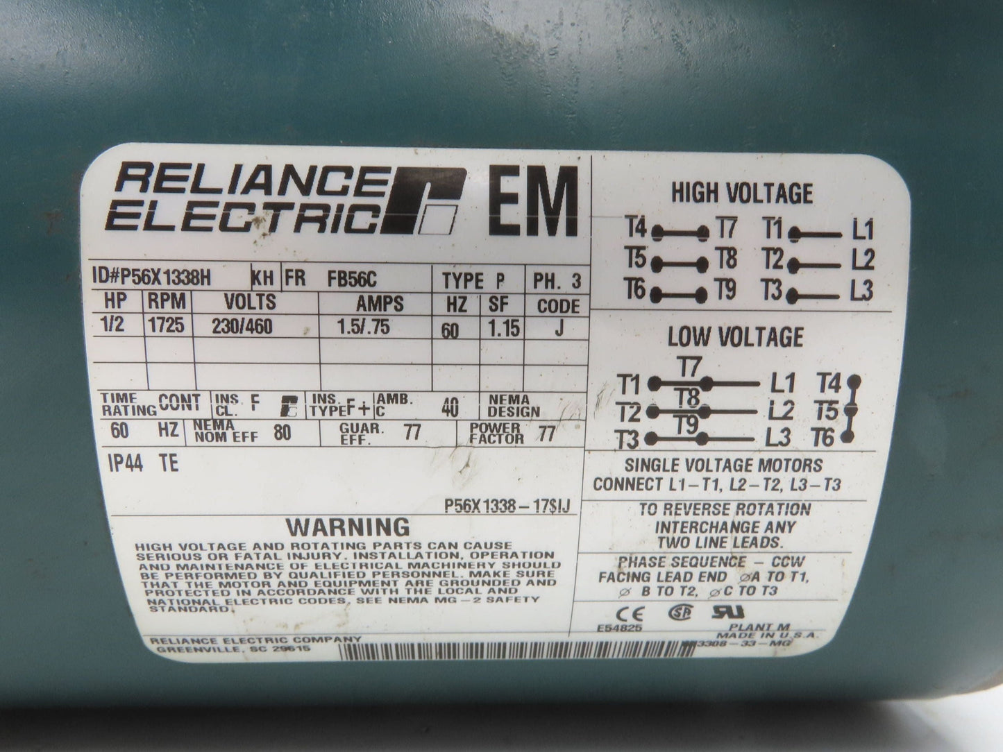 Boston Gear F71815AVB561R0A Gearmotor 15:1 Reducer 116rpm 1/2Hp 230/460V LH 56C