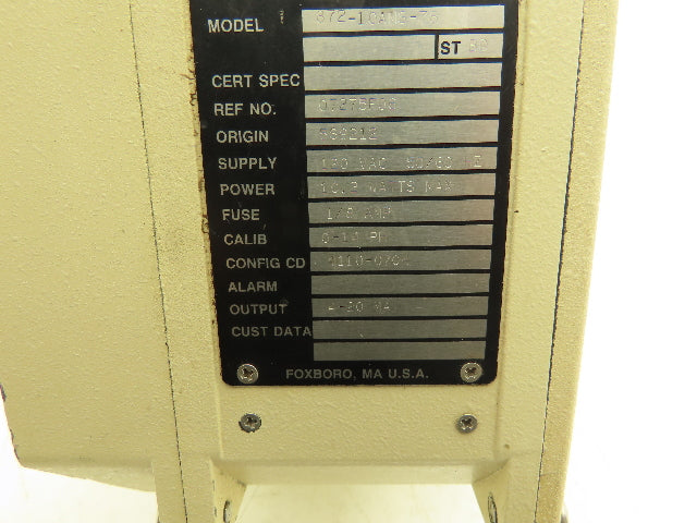 Foxboro 872-10AMS-78 Monitor 120vAC 60Hz 10.2W 0.125A In 4-20mA Out