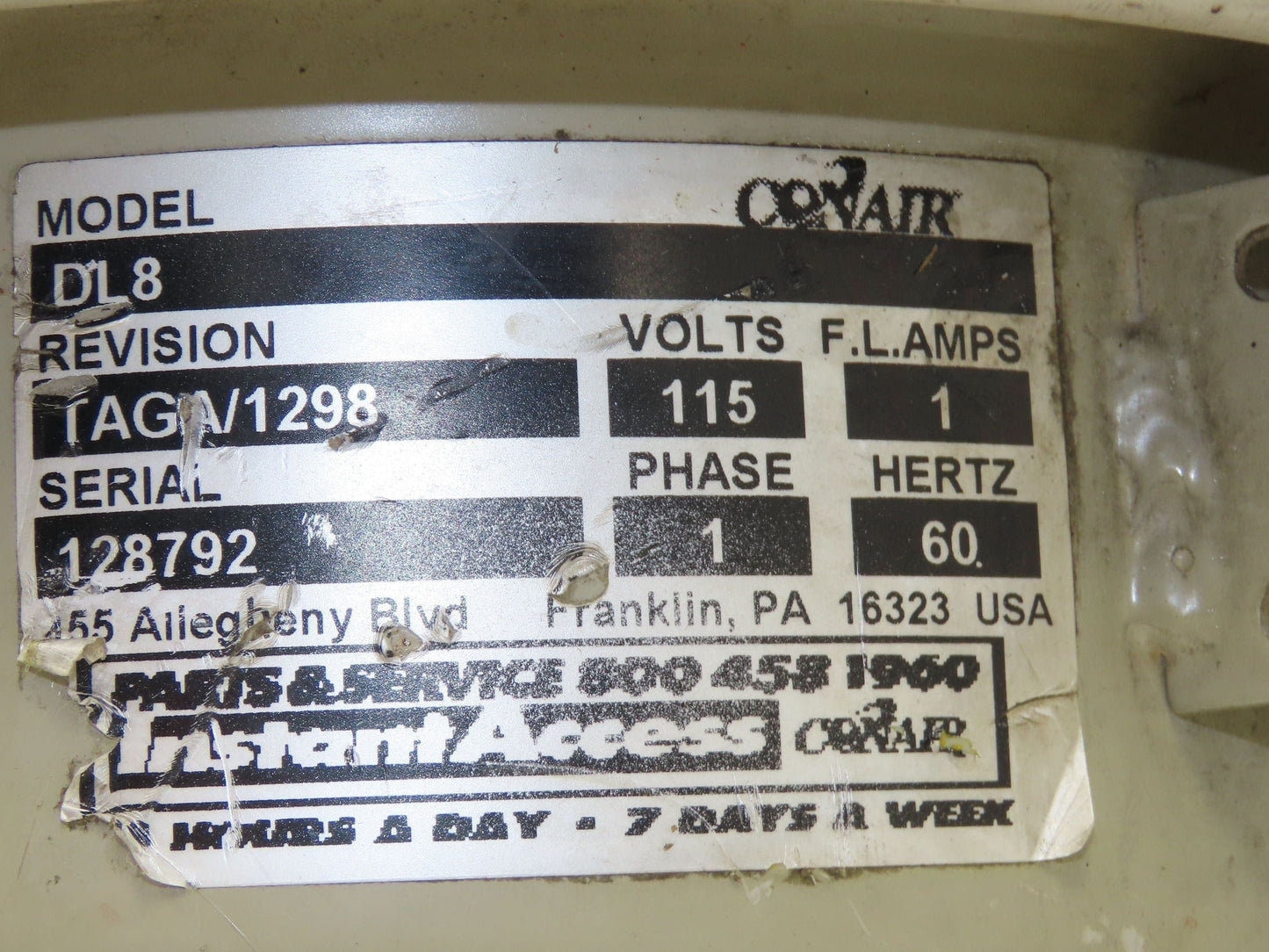 Conair DL8 Vacuum Receiver Loader 8" Clear Hopper Pneumatic Valve