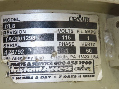 Conair DL8 Vacuum Receiver Loader 8" Clear Hopper Pneumatic Valve