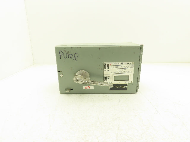 General Electric QMR261 Fusible Disconnect 30A 600vAC 3 Pole 10Hp Max 3Hp Std