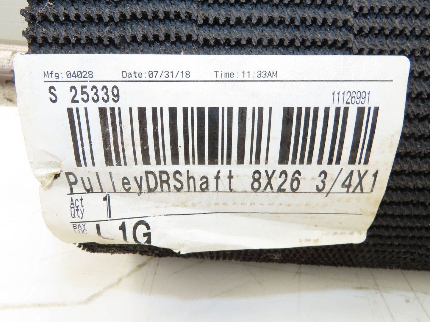 Intelligrated 28" Conveyor Lagged Grip Top Pulley 8"x 26-3/4"W 1-11/16" Shaft