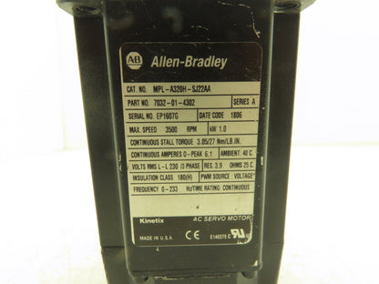 Allen Bradley MPL-A320H-SJ22AA Servo Motor Kinetix 1kW 3500rpm 230v 3ph