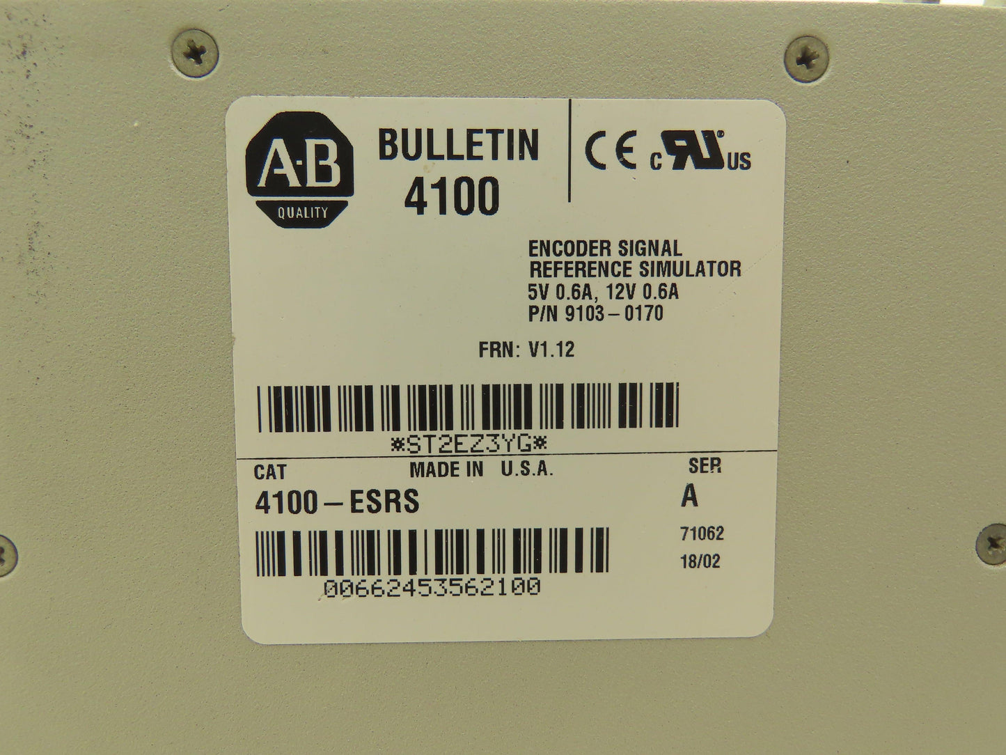 Allen Bradley 4100-ESRS Encoder Signal Reference Simulator Ser A FRN 1.12