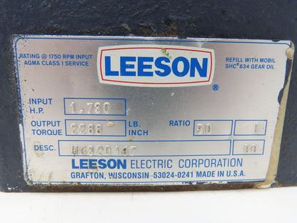 Leeson H6320167 Gearbox 50:1 Reducer 35rpm 1.73Hp Dual Output 56 Frame