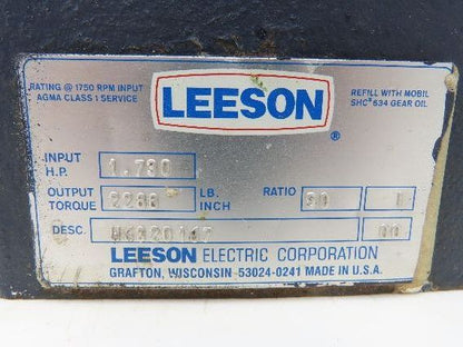 Leeson H6320167 Gearbox 50:1 Reducer 35rpm 1.73Hp Dual Output 56 Frame