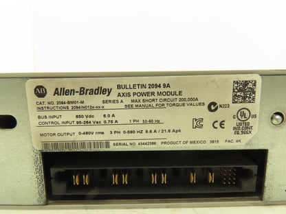 Allen Bradley 2094-BM01-M 9A Axis Power Module VFD Ser A 0-480v 3Ph 0-590Hz 8.6A