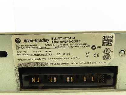 Allen Bradley 2094-BM01-M 9A Axis Power Module VFD Ser A 0-480v 3Ph 0-590Hz 8.6A