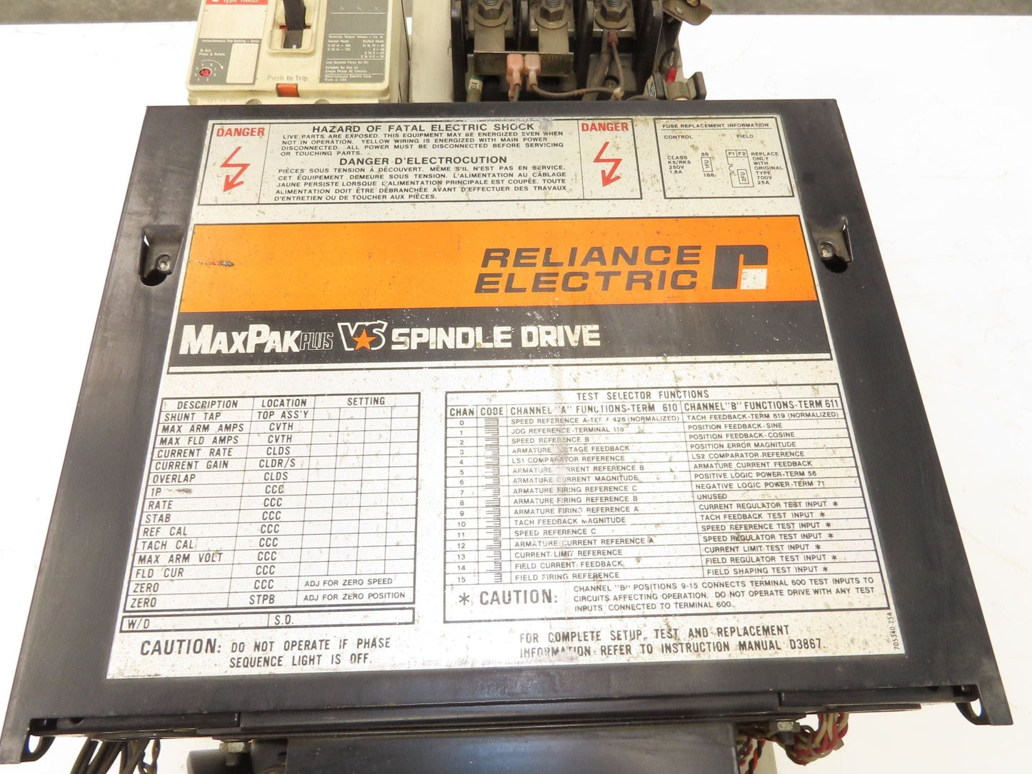 Reliance Electric 801429-21RC MaxPak Plus DC Drive 3Ph 480v In 240vDC 105A 30Hp