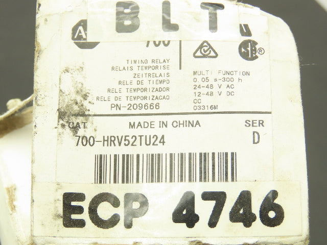 Allen Bradley 700-HRV52TU24 Multi Function Timing Relay 1/6Hp 0.05s-300h Ser D