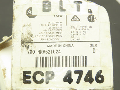 Allen Bradley 700-HRV52TU24 Multi Function Timing Relay 1/6Hp 0.05s-300h Ser D