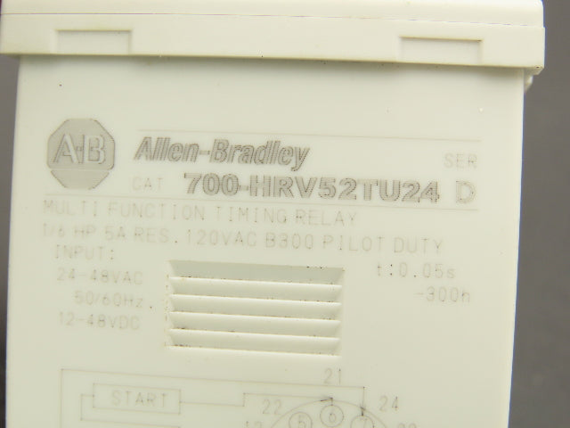 Allen Bradley 700-HRV52TU24 Multi Function Timing Relay 1/6Hp 0.05s-300h Ser D