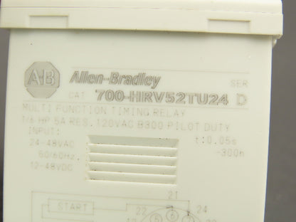 Allen Bradley 700-HRV52TU24 Multi Function Timing Relay 1/6Hp 0.05s-300h Ser D