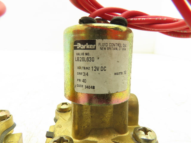 Parker LB26L630 Solenoid Valve 2-Way Skinner 12VDC 3/4" NPT 40psi Lot of 3