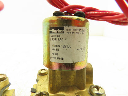 Parker LB26L630 Solenoid Valve 2-Way Skinner 12VDC 3/4" NPT 40psi Lot of 3
