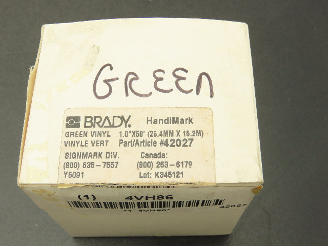 Brady 42027 Y6091 Handimark Green Vinyl 1" x 50'