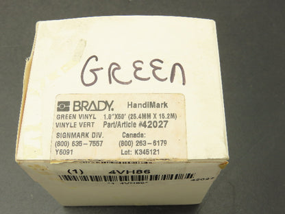 Brady 42027 Y6091 Handimark Green Vinyl 1" x 50'