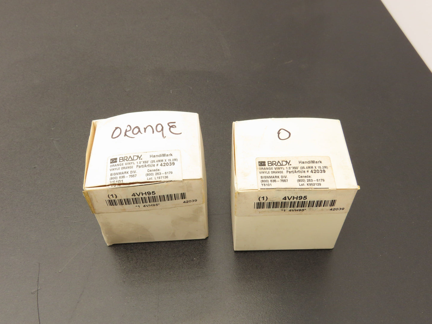 Brady 42039 Y6101 Handimark Orange Vinyl 1" x 50' Lot of 2