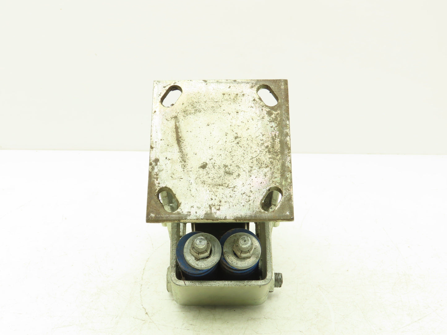 Spring Loaded Rigid Caster Wheel 6x2" Cast Iron Rubber Black 4x4.5" Plate