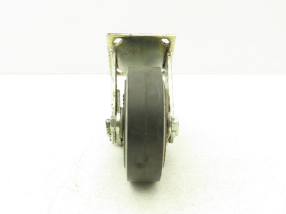 Spring Loaded Rigid Caster Wheel 6x2" Cast Iron Rubber Black 4x4.5" Plate