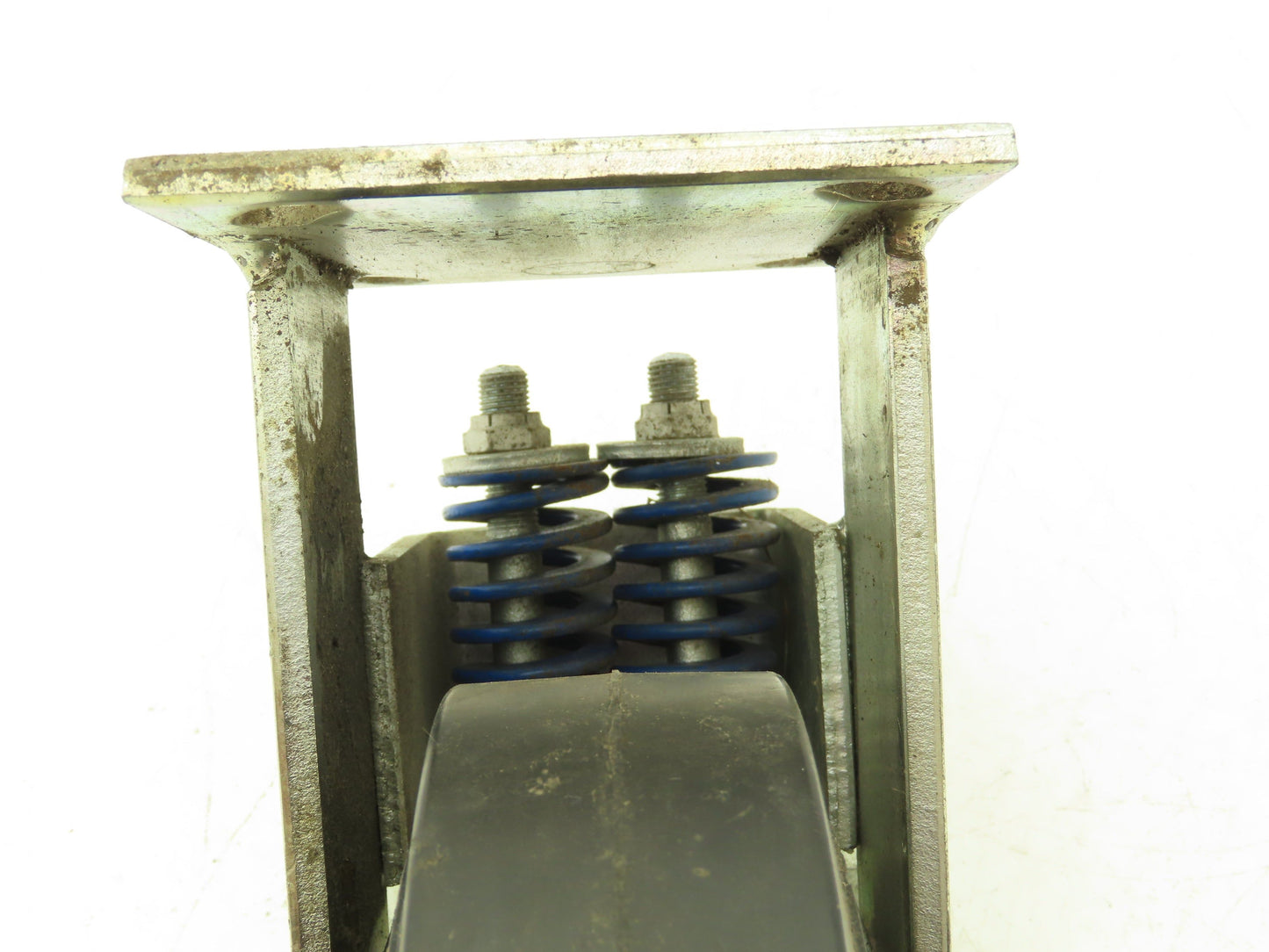 Spring Loaded Rigid Caster Wheel 6x2" Cast Iron Rubber Black 4x4.5" Plate