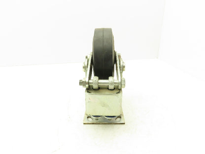 Spring Loaded Rigid Caster Wheel 6x2" Cast Iron Rubber Black 4x4.5" Plate