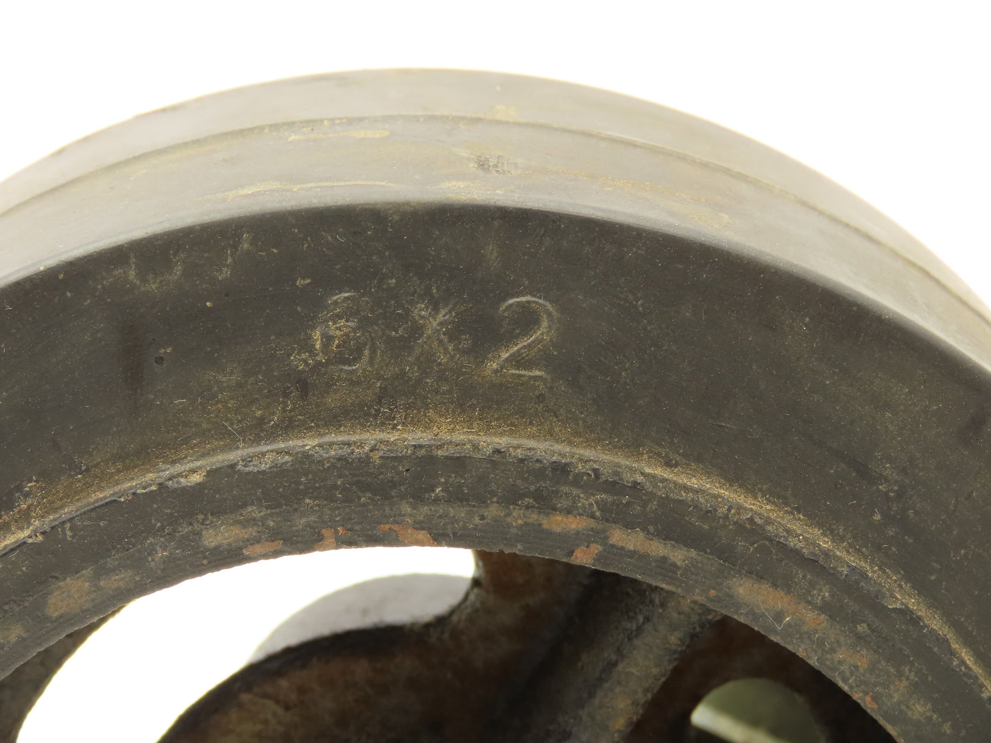 Spring Loaded Swiveling Caster Wheel 6x2" Cast Iron Rubber Black 4x4.5" Plate