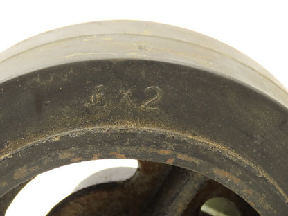 Spring Loaded Swiveling Caster Wheel 6x2" Cast Iron Rubber Black 4x4.5" Plate