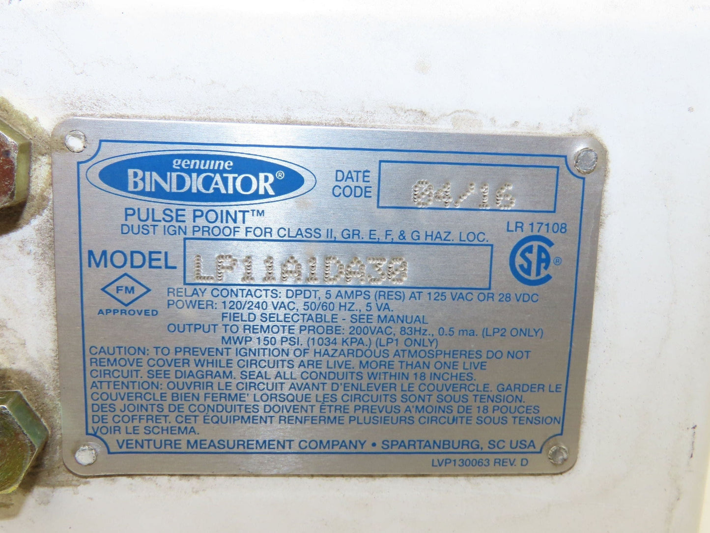 Bindicator LP11A1DA30 Pulse Point Vibrating Fork Level Sensor 31" Probe 8"Flange