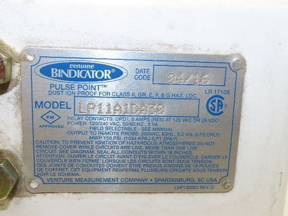 Bindicator LP11A1DA30 Pulse Point Vibrating Fork Level Sensor 31" Probe 8"Flange