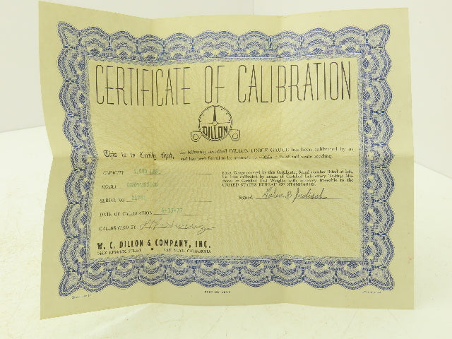 Dillon Compression Force Gauge Gage 5000 lbs 2.5 Ton With Case