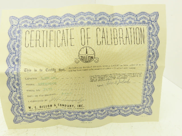 Dillon Compression Force Gauge Gage 5000 lbs 2.5 Ton With Case