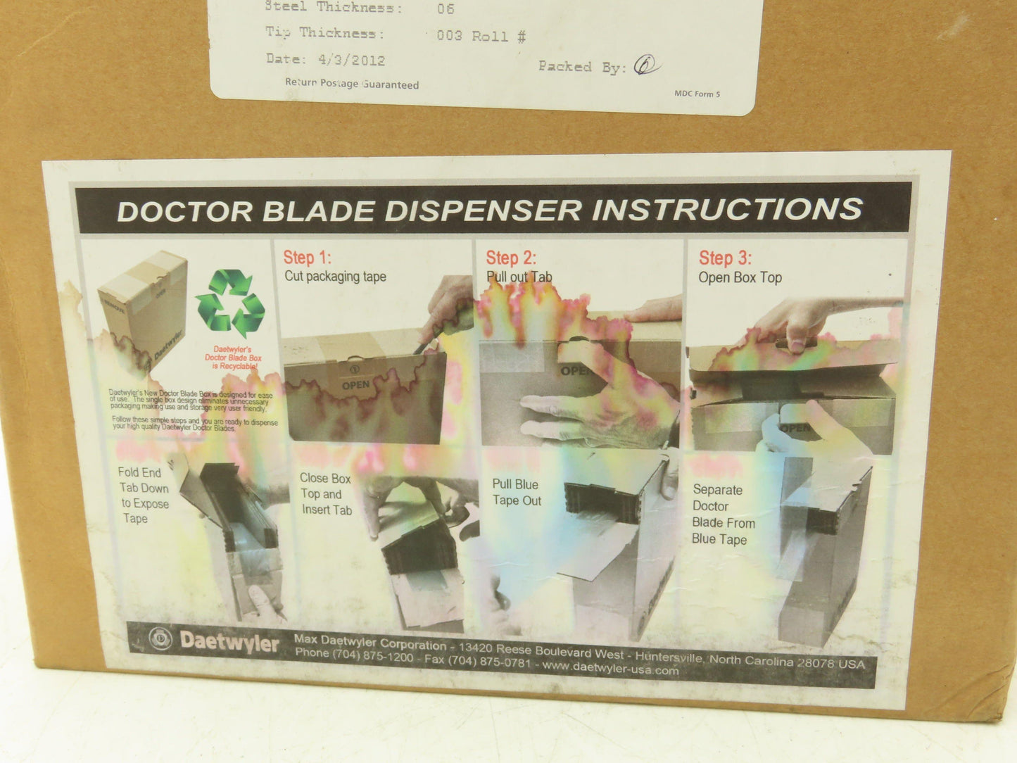 Daetwyler MDCDB Doctor Blade .006" x 1.563"W x 133.5"L Carbon Steel Bevel Tip