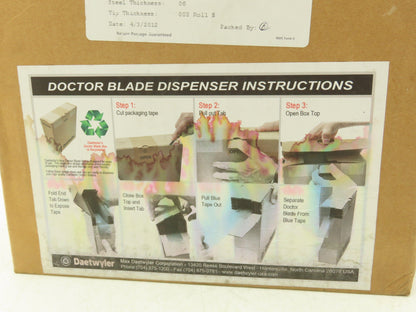 Daetwyler MDCDB Doctor Blade .006" x 1.563"W x 133.5"L Carbon Steel Bevel Tip