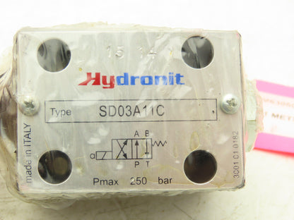 Hydronit SD03A11C Cetop3 Single Solenoid Valve 4/2 Coil 24vAC 19W 3600psi