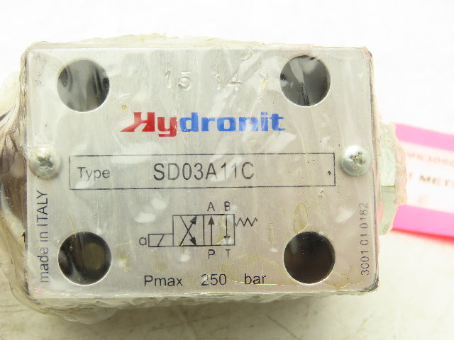 Hydronit SD03A11C Cetop3 Single Solenoid Valve 4/2 Coil 24vAC 19W 3600psi
