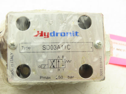 Hydronit SD03A11C Cetop3 Single Solenoid Valve 4/2 Coil 24vAC 19W 3600psi