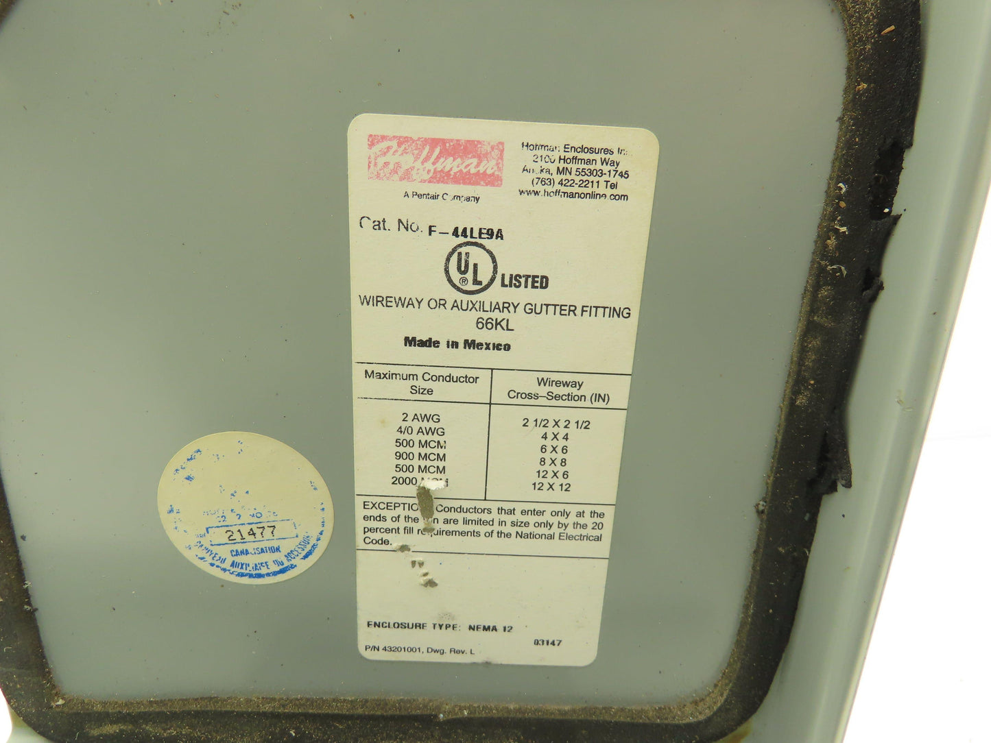 Hoffman F44LE9B F44LE9A 4"x4" Wireway Elbow Lay-in NEMA 12 Mixed Lot of 2