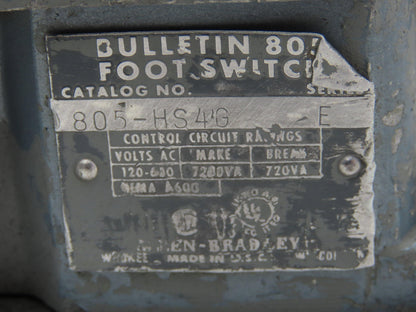 Allen Bradley 805-HS4G Foot Pedal Switch Gated Full Shield Ser E NEMA A600