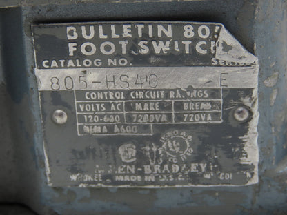 Allen Bradley 805-HS4G Foot Pedal Switch Gated Full Shield Ser E NEMA A600