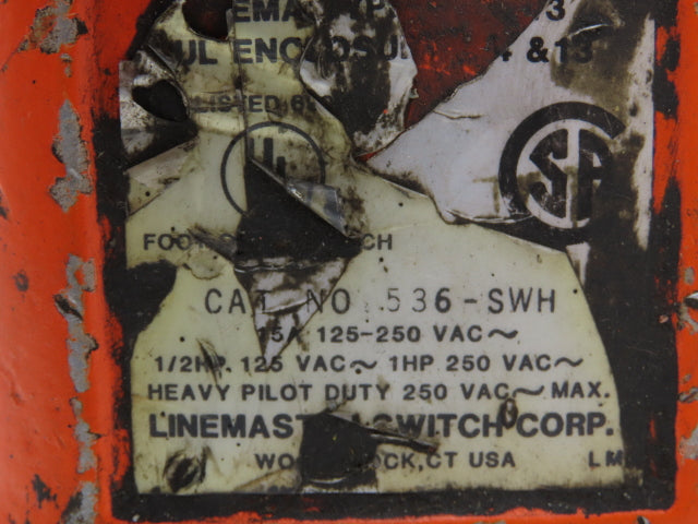 Hercules 536-SWH Hercules Foot Pedal Switch Full Shield 1/2Hp 120/240V Orange