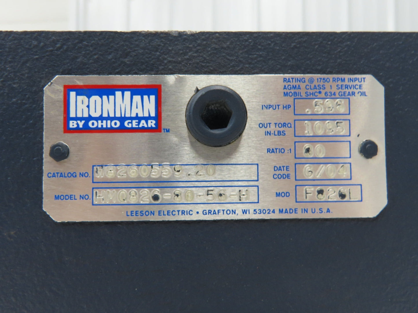 HMQ826-80-56-H Ironman Gearbox 80:1 22rpm .5Hp 56C Hollow Shaft *Broken Flange*