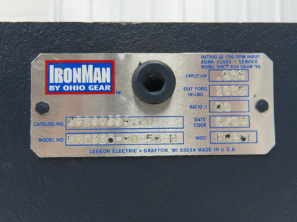 HMQ826-80-56-H Ironman Gearbox 80:1 22rpm .5Hp 56C Hollow Shaft *Broken Flange*