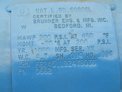 Brunner 0662 Pressure Tank 4.7 Gal 200psi -20..450°F