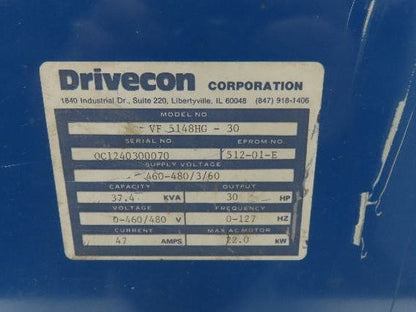 Drivecon VF 5148HG-30 Variable Frequency AC Drive 30Hp 480V 3Ph