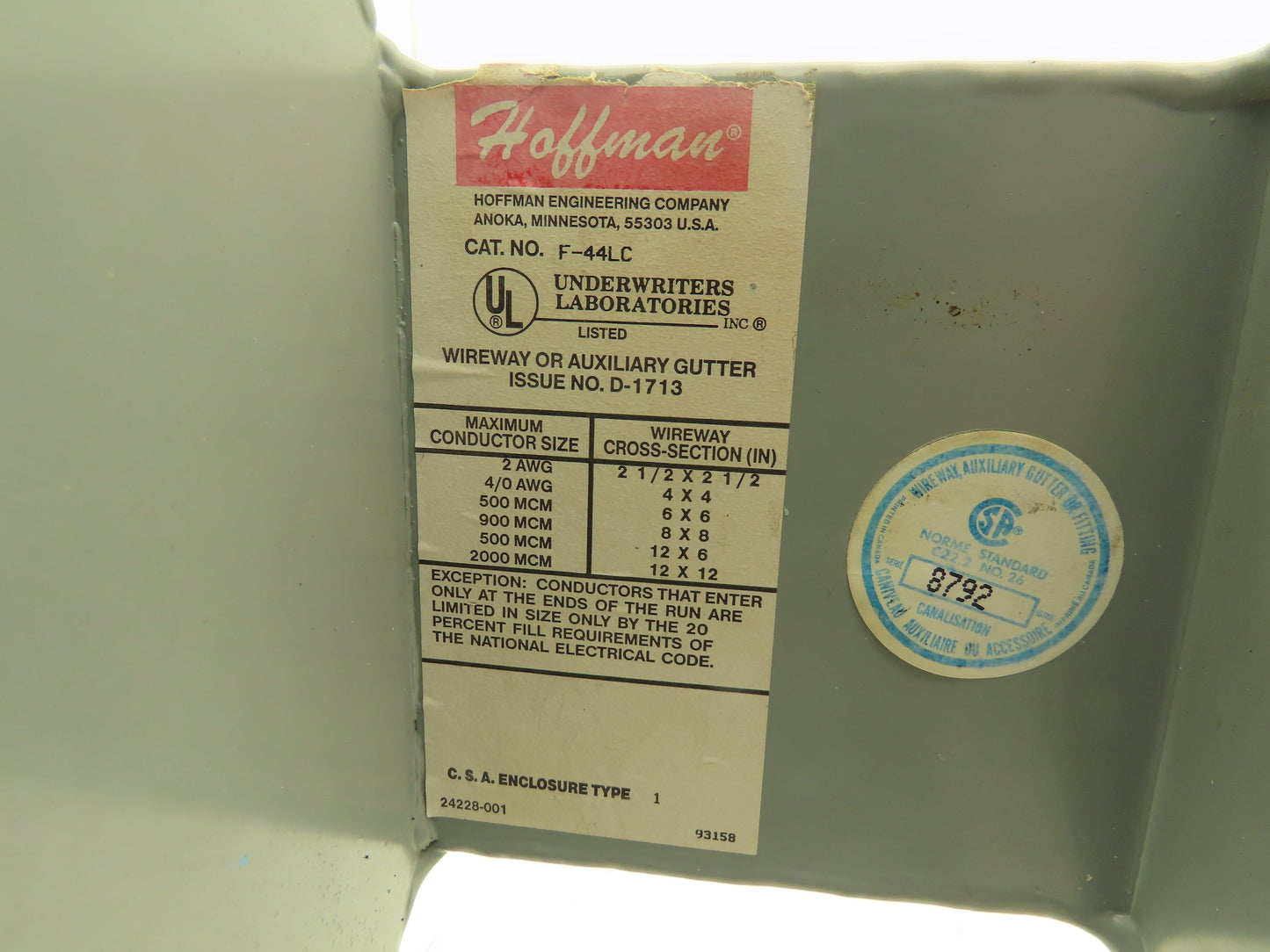 Hoffman F44LC 4"x4" Wireway Lay-in Cross Fitting Lot of 2