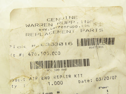 Warren Rupp Sandpiper 476.100.000 Air End Repair Kit