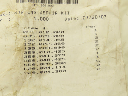 Warren Rupp Sandpiper 476.100.000 Air End Repair Kit