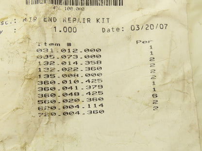 Warren Rupp Sandpiper 476.100.000 Air End Repair Kit